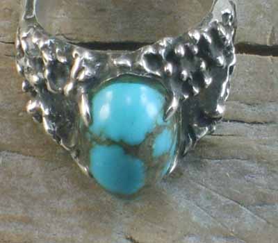 Native American Ring Turquoise & Sterling Silver - sz 12